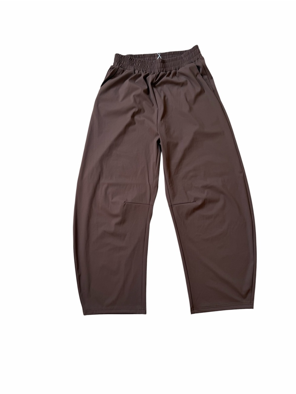 Women's Brown Relaxed Wide-Leg Elastic Waist Trousers